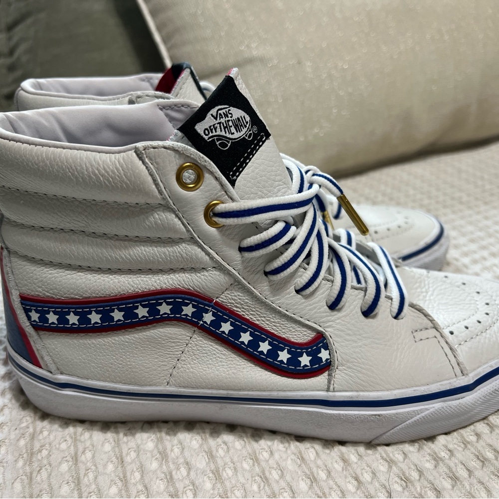 Vans USA/ Evel Kneivel Retro White Leather High-Tops